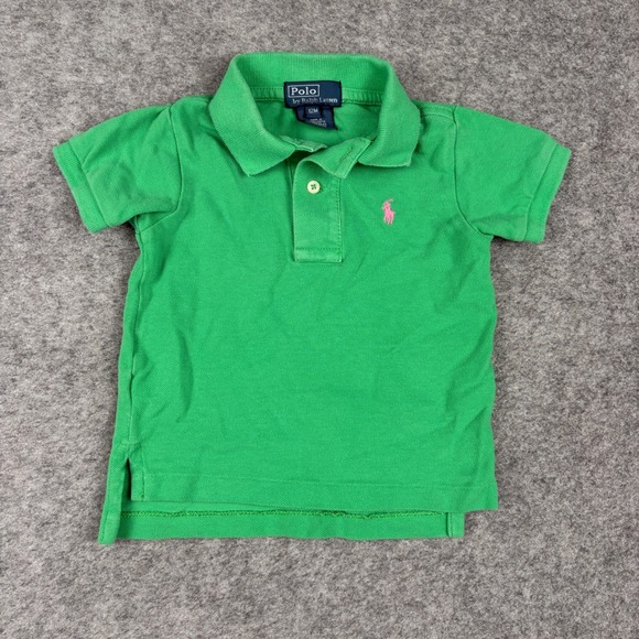 Polo Ralph Lauren Other - Polo Ralph Lauren Polo Shirt Unisex 12 Month Green Pink Pony Logo Short Sleeve